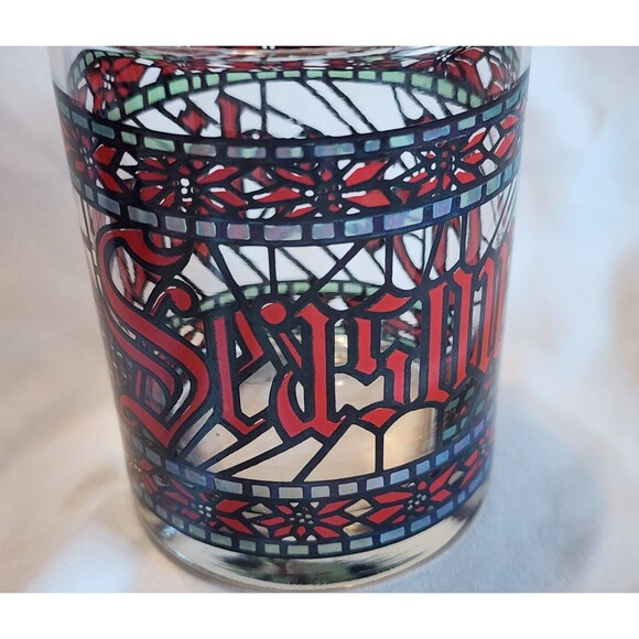 1970s Cera Houze Merry Christmas Seasons Greetings Gold Trimmed Set Of 4 Glasses - Picture 15 of 16